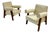 Authentic Pair of Pierre Jeanneret Upholstered Bridge Chairs, Mid-Century Modern For Sale