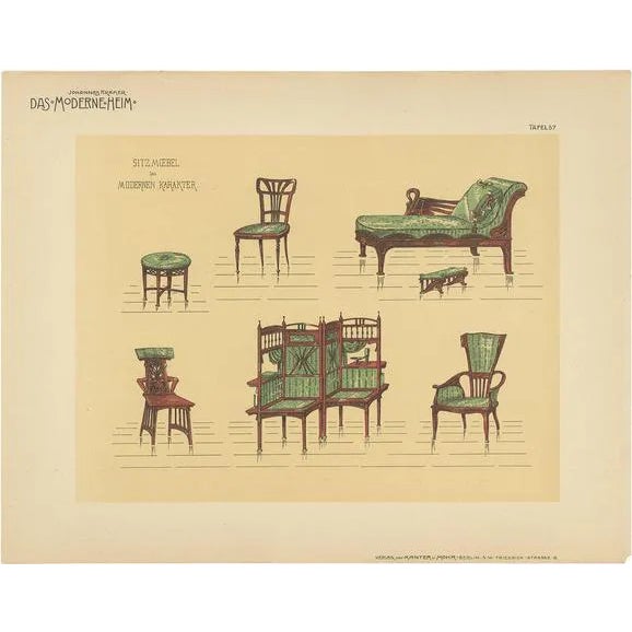 Kramer, Seating Furniture, 1890s, Paper For Sale