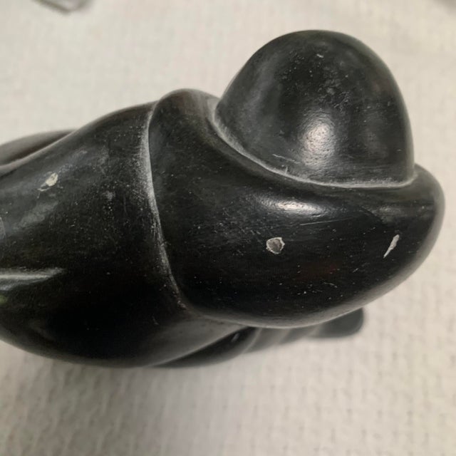 Inuit Soapstone Carving by Lucassie Amm – Signed - Kneeling Inuk Figure For Sale - Image 15 of 18