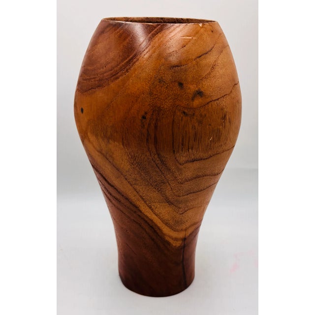 Mid-Century Modern Vintage Mid Century Turned Teak Vase For Sale - Image 3 of 5