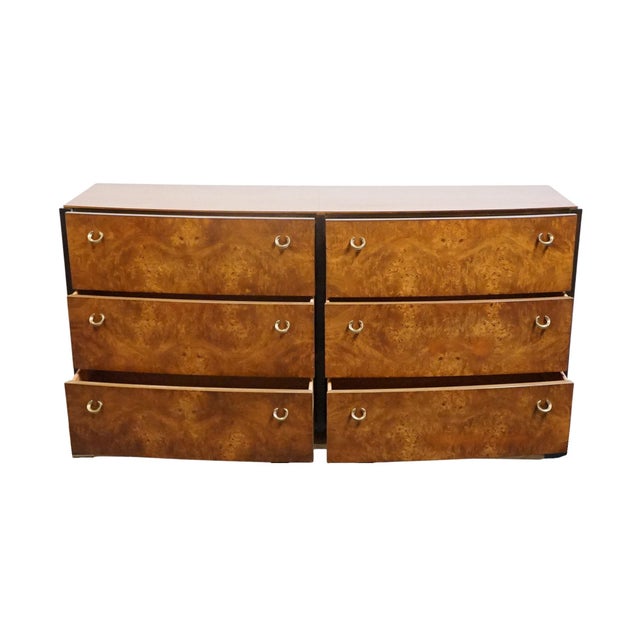 Late 20th Century Hickory White Briar Collection Burled Walnut Contemporary Modern / Art Deco 61" Double Dresser 35531-35 For Sale - Image 5 of 13