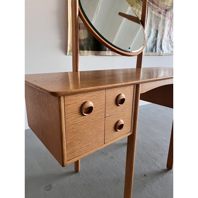 Vintage Norwegian Oak Dressing Table with Mirror, 1970s For Sale - Image 6 of 9