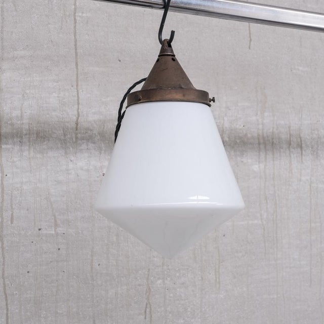 Mid-Century Opaline Conical Pendant Light For Sale - Image 4 of 8