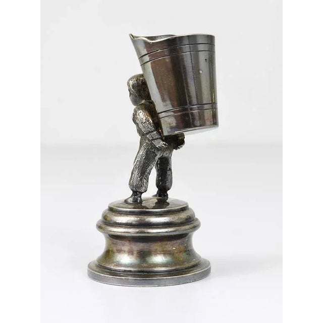 Metal Art Nouveau Silver Toothpick Holder Displaying a Boy at Grape Harvest, 1920s For Sale - Image 7 of 11