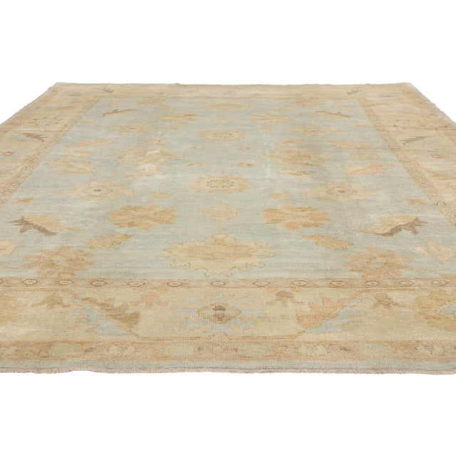 Modern Vintage Modern Celadon Turkish Oushak Rug - 09'02 X 12'00 For Sale - Image 3 of 10