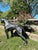 Handcrafted geometric pit bull sculpture in graphite gray — a bold 50"x20"h.39" (cm.128x51x98) faceted statement piece...