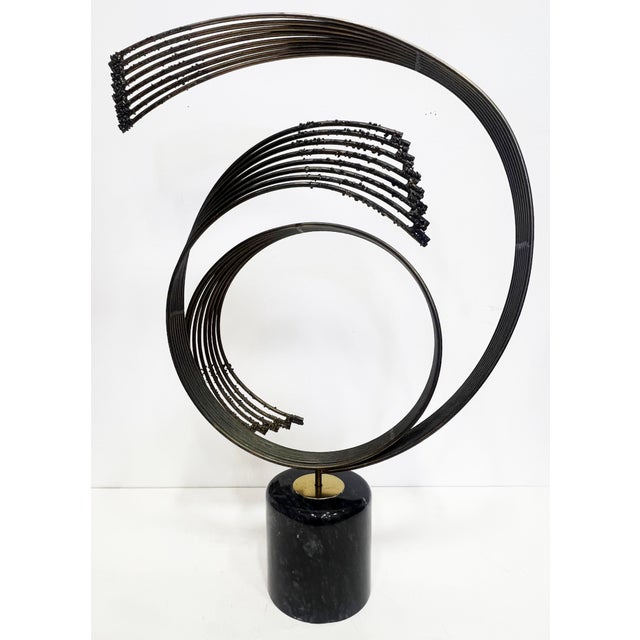 Curtis Jere "Windswept" Brutalist Sculpture, Brass and Marble Curtis Jere "Windswept" Brutalist Abstract Sculpture, Brass...