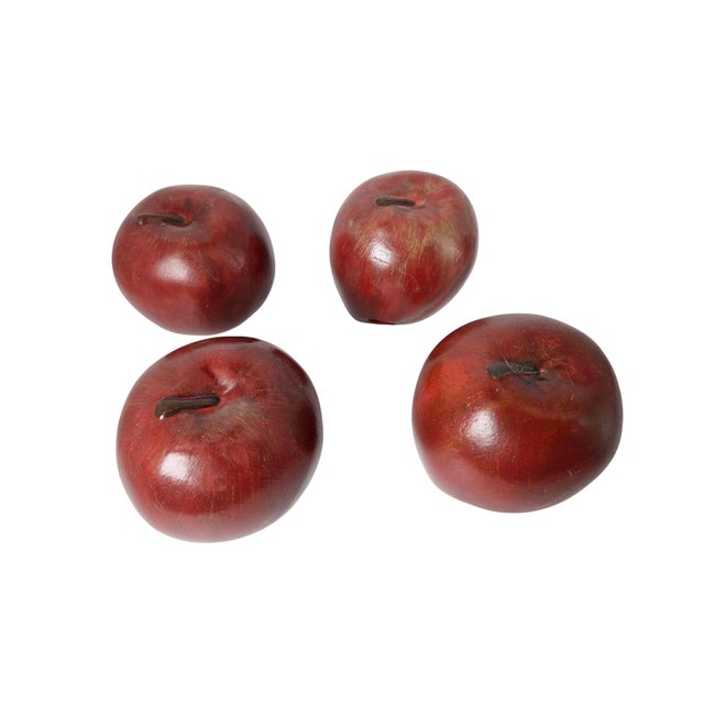 Vintage Woven Basket Wood Beads Ceramic Lifesize Apples For Sale In Indianapolis - Image 6 of 12