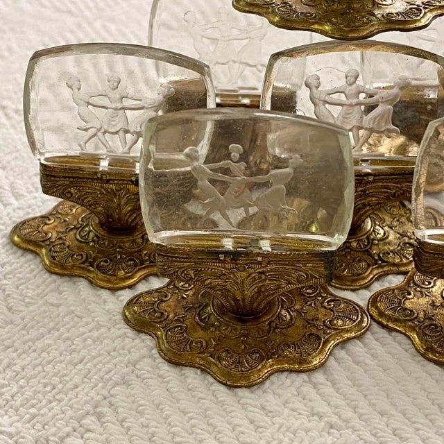 Antique Czech Intaglio Glass Place Card Holders - Set of 8 Dancing Figures For Sale - Image 10 of 13