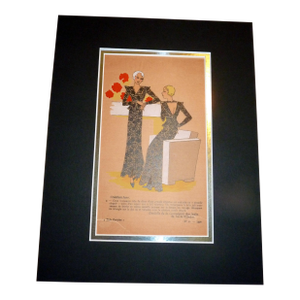 1932 Très Parisien Art Deco Pochoir Glamour Lace Gowns by Jane (Régny)