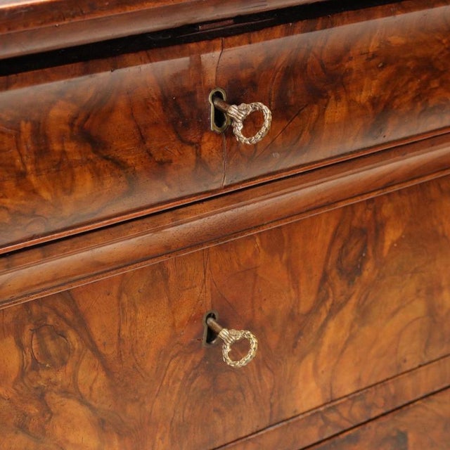Louis Philippe Chest of Drawers in Walnut and Walnut Burl For Sale - Image 6 of 11