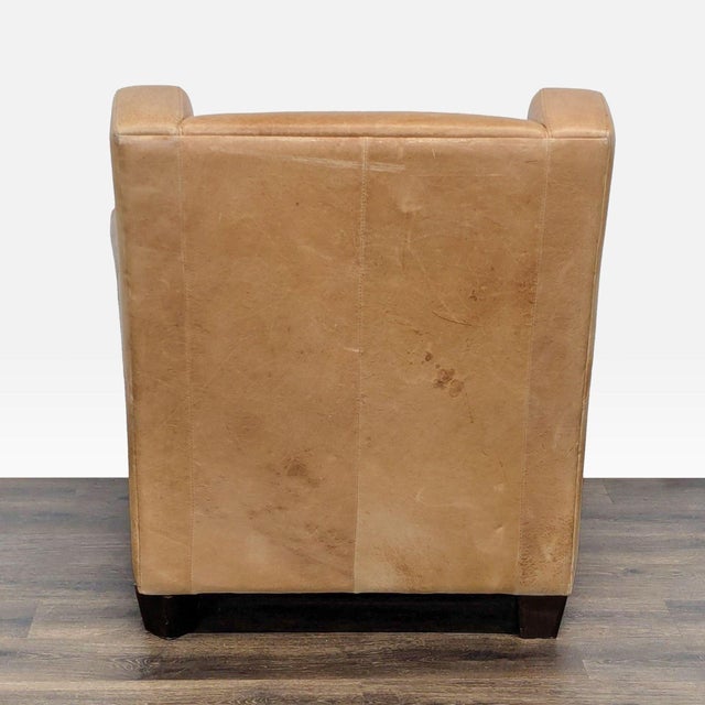 2010s West Elm Tan Leather Lounge Chair – Modern Comfort & Style For Sale - Image 5 of 9