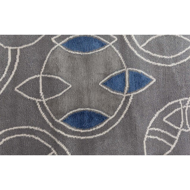 Gray Modern Tibetan 'Hummingbird' Silk and Wool Rug by Doris Leslie Blau For Sale - Image 8 of 9