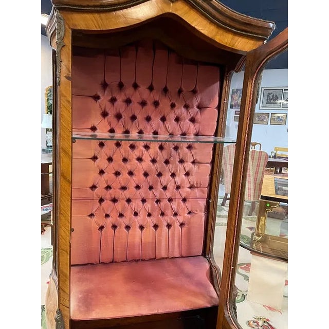 1940s Share Louis XV Style Inlaid Vitrine Cabinet For Sale - Image 4 of 6