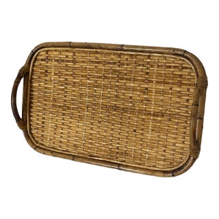 Reduced-Mid 20th Century Rattan Bamboo Tray For Sale