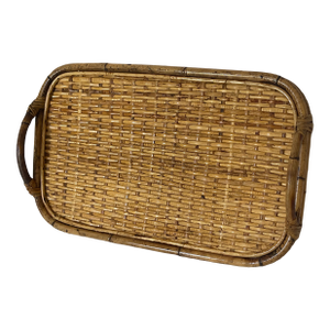 Reduced-Mid 20th Century Rattan Bamboo Tray