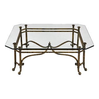 French Wrought Iron Glass Top Coffee Table – Attributed to Poillerat For Sale