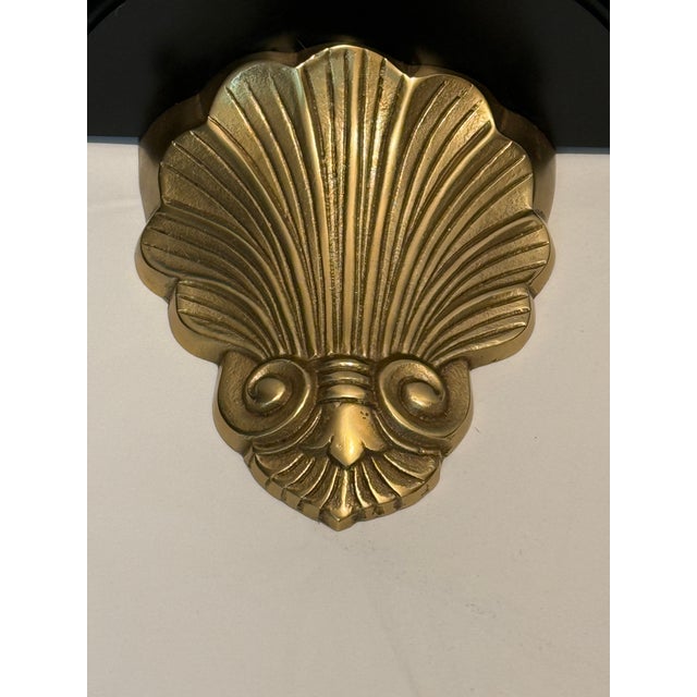 Dolbi Cashier 1970s Hollywood Regency Brass and Black Lacquer Shell Sconces - A Pair For Sale - Image 4 of 8