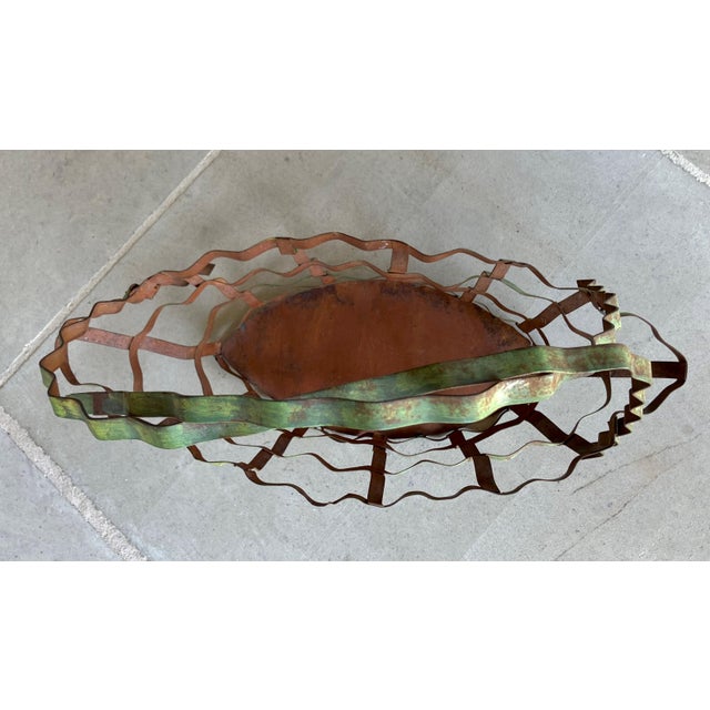 Metal Rustic Chic Late 20th-Century Whimsical Crimped Steel Planter Basket For Sale - Image 7 of 18