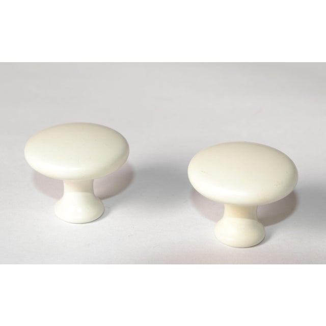 1950s Set of 2 Retro Porcelain Drawer, Dresser, Cabinet Knob Pull Mushroom Shape For Sale - Image 5 of 11