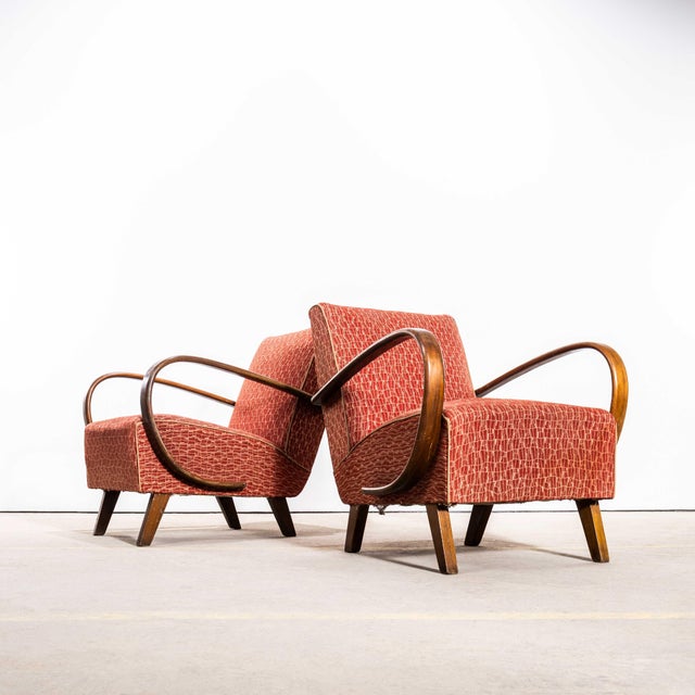 Armchair in Geometric Jacquard Fabric by Jindrich Halabala, 1950s For Sale - Image 12 of 12