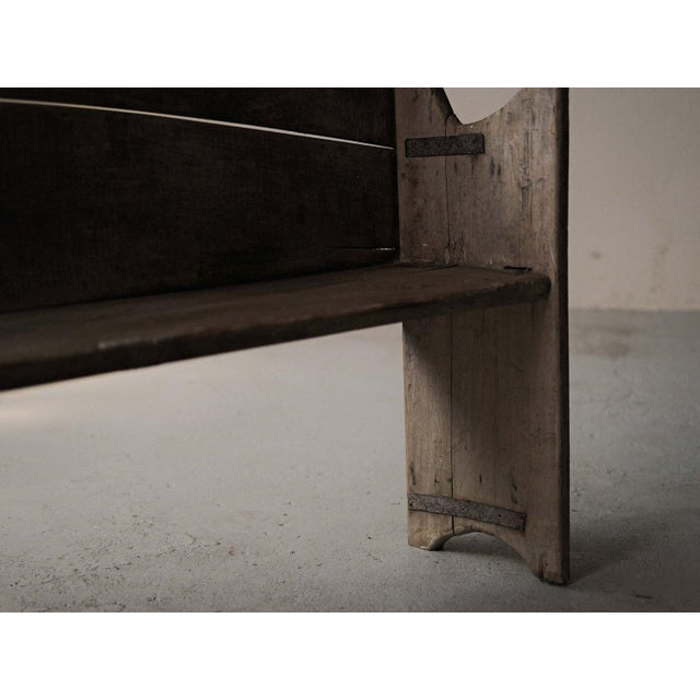 Rustic Wood Farm Bench, France, 1800s For Sale - Image 10 of 17