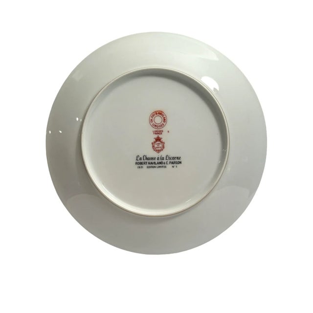 Blue 1970s Limoges Hunt of the Unicorn Plate Limited Edition Number 1 For Sale - Image 8 of 9