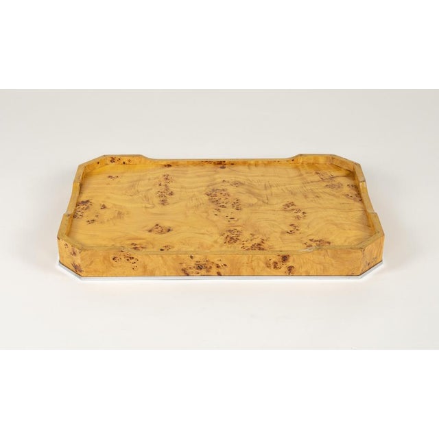 Midcentury Modern Wood and Chrome Serving Tray by Tommaso Barbi, 1970s For Sale - Image 13 of 14