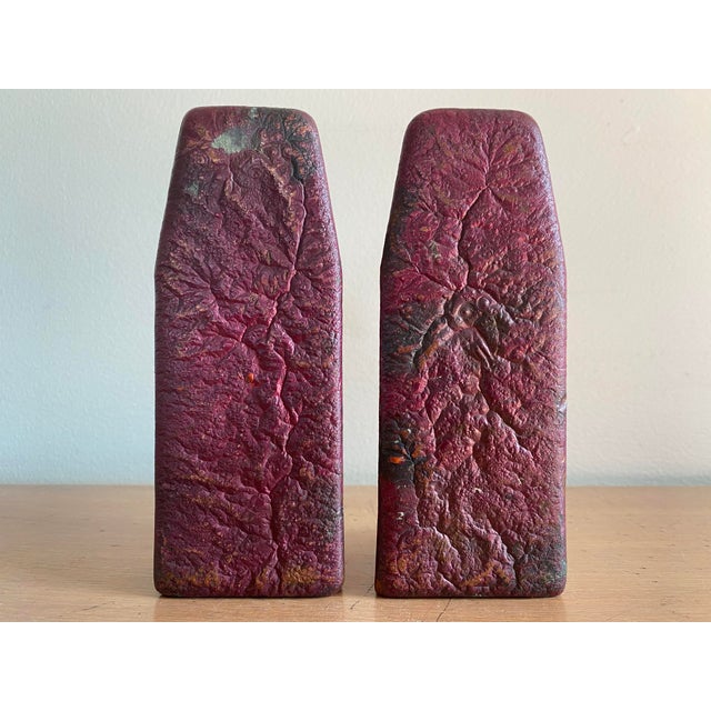 Copper Mid-Century Modern Mayan-Inspired Solid Cast Copper Bookends - a Pair For Sale - Image 8 of 10