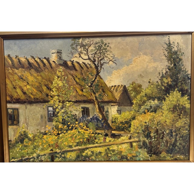 Finn Wennerwald, Farmhouses in Scandinavia Landscape, 1933, Oil Painting on Canvas For Sale - Image 7 of 12