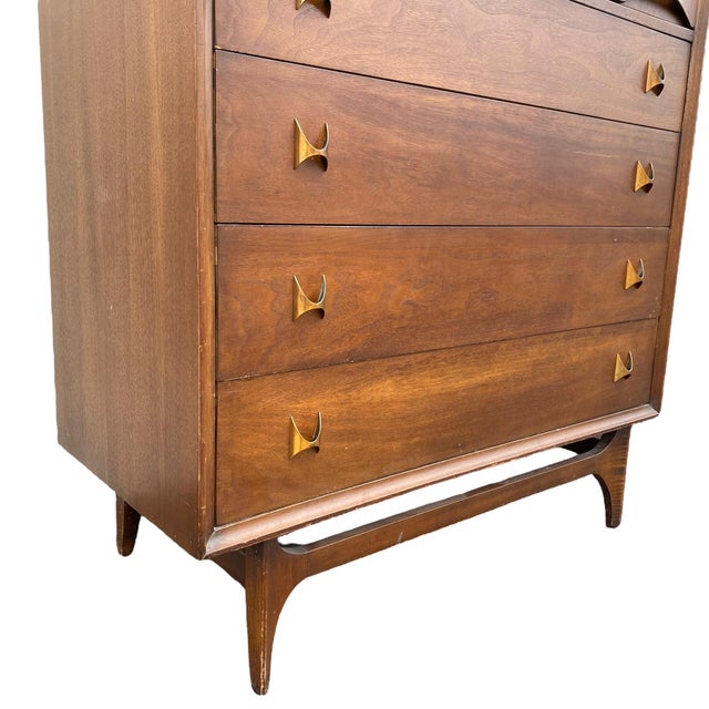 1960s Broyhill Brasilia Mid Century Modern Tallboy Dresser With 5