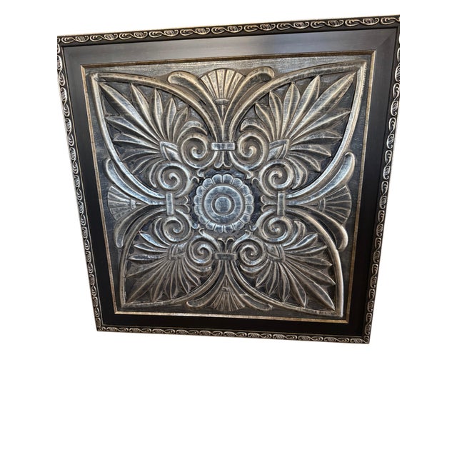 Set of 3 Oversized 33” Black & Antique Gold Architectural Relief Wall Panels For Sale In Houston - Image 6 of 11