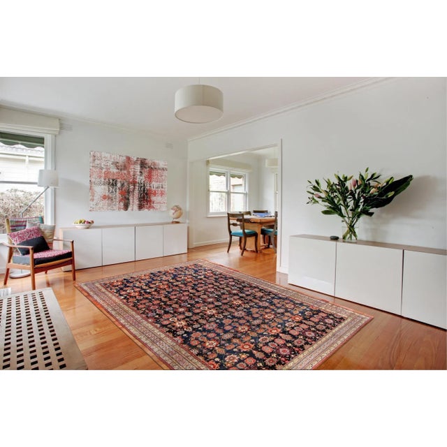 Persian 1920s Antique Sultanabad Wool Area Rug, 12' 7" X 21'10", Navy For Sale - Image 3 of 4