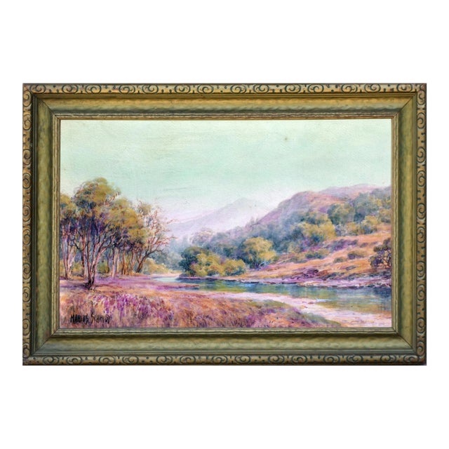 Alameda River Below Mt. Tamalpais - Early 20th Century Landscape by Marius Schmidt For Sale