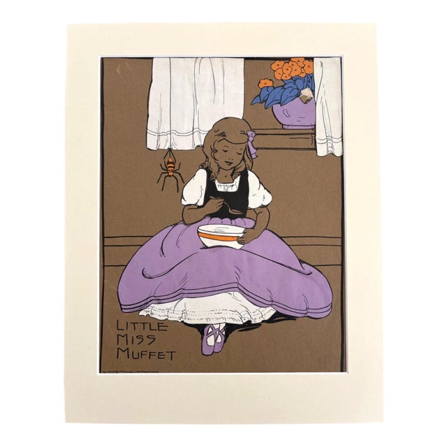 Antique Bess Bruce Cleaveland "Mother Goose" Poster w/Paper Collage in 11x14 Mat, 3 For Sale