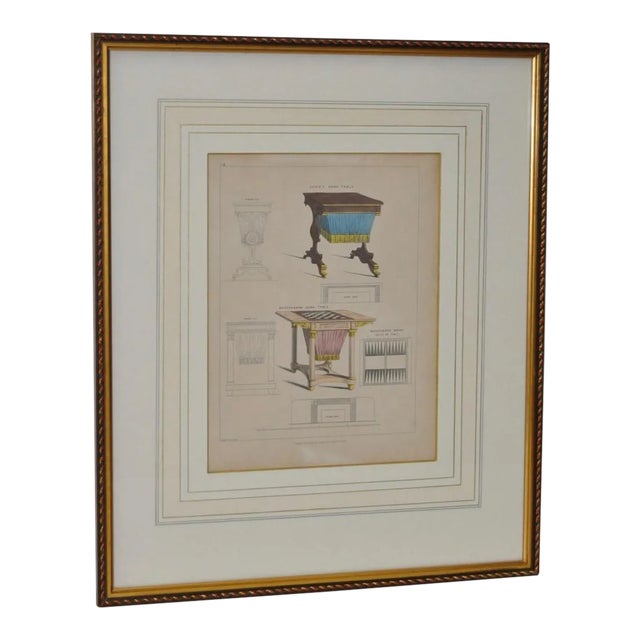 Antique Engraving of a Cabinet Maker Drawing For Sale