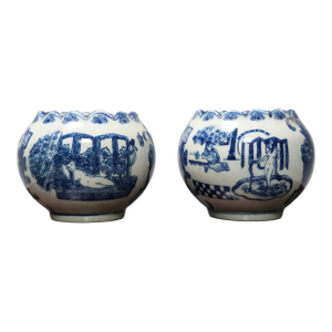 Vintage Blue and White Porcelain Pots X 2