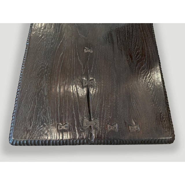 Wood Andrianna Shamaris Impressive Minimalist Carved Teak Wood Coffee Table For Sale - Image 7 of 18