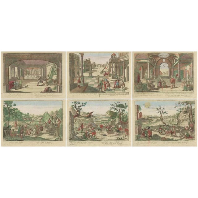 Probst, Story of Joseph in Egypt, Hand-Colored Prints, 1770s, Set of 6 For Sale - Image 9 of 10