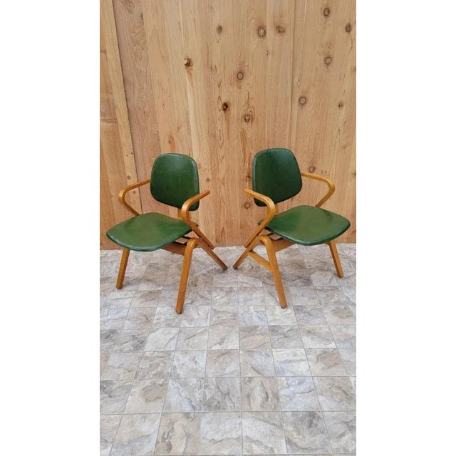 Green Mid Century Modern Plywood Dining Chairs by Joe Atkinson for Thonet for Reupholstery - Set of 4 For Sale - Image 8 of 9