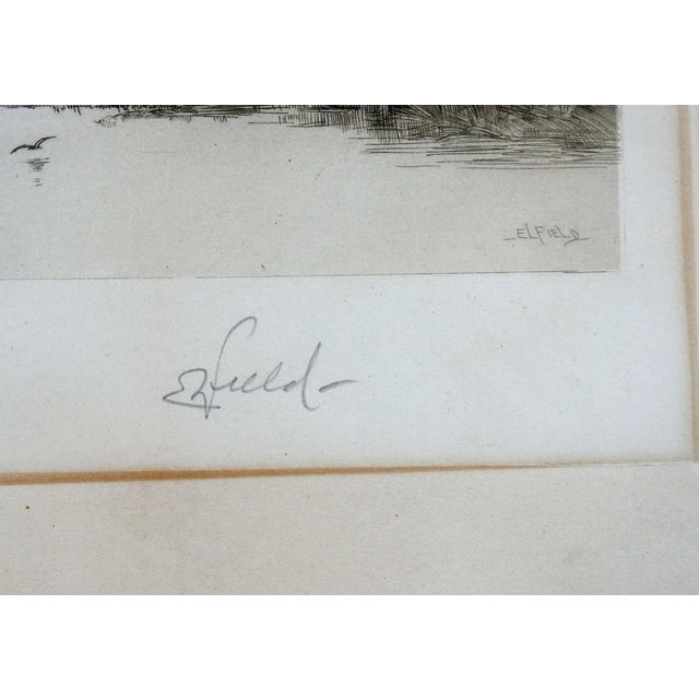 Antique circa 1890's etching on paper by Edward Loyal Field (1856 - 1914) New York, Illinois. Lakeside landscape. Signed...