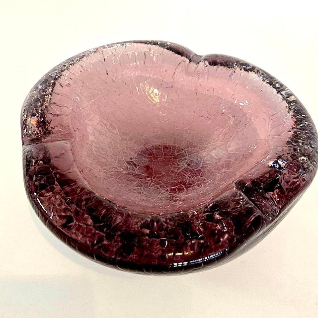 1960s Renato Anatra Murano Ghiacciato Art Glass Catchall/Ashtray, Signed For Sale In Miami - Image 6 of 13