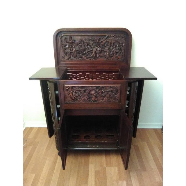 Vintage Asian Carved Teak Cocktail From Hong Kong Chairish