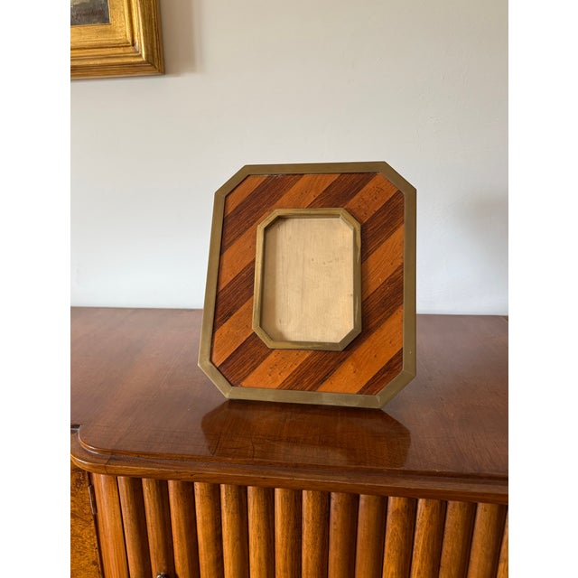 Mid-Century Modern Mid-Century Modern Brass & Wood Picture Frame – In the Manner of Gabriella Crespi, Italy 1970s For Sale - Image 3 of 13