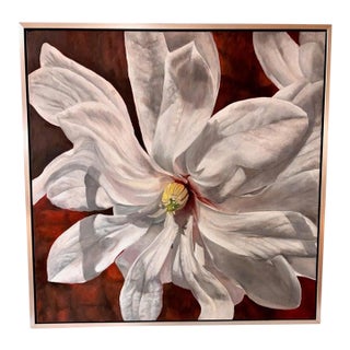 Framed Oil on Canvas Magnolia by Shelly Gurton Titled "Margaux" For Sale