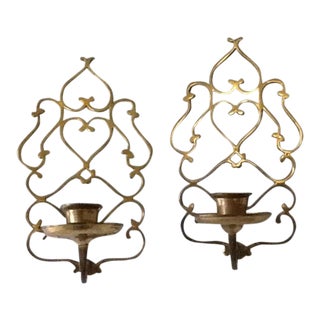 Vintage Brass Wall Candle Sconces For Sale