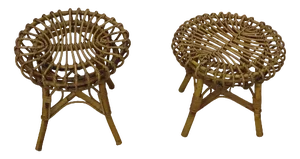 Set of Rattan Stools attributed to Franco Albini
