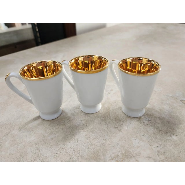 Vintage White Porcelain and Gold Leaf Mini Cups With Horse Motif- Set of 6 For Sale - Image 9 of 12
