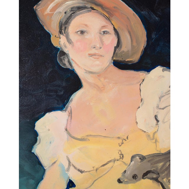 Ira Yeager 20th C. Woman in Yellow Oil Canvas Painting 5.5 Ft For Sale - Image 11 of 18