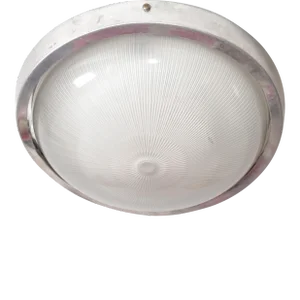 Large Marine Flush Mount, Ceiling Light in Aluminum & Glass by Holophane France